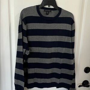 EUC Banana Republic navy & gray crewneck striped 100% cotton sweat sweater XL